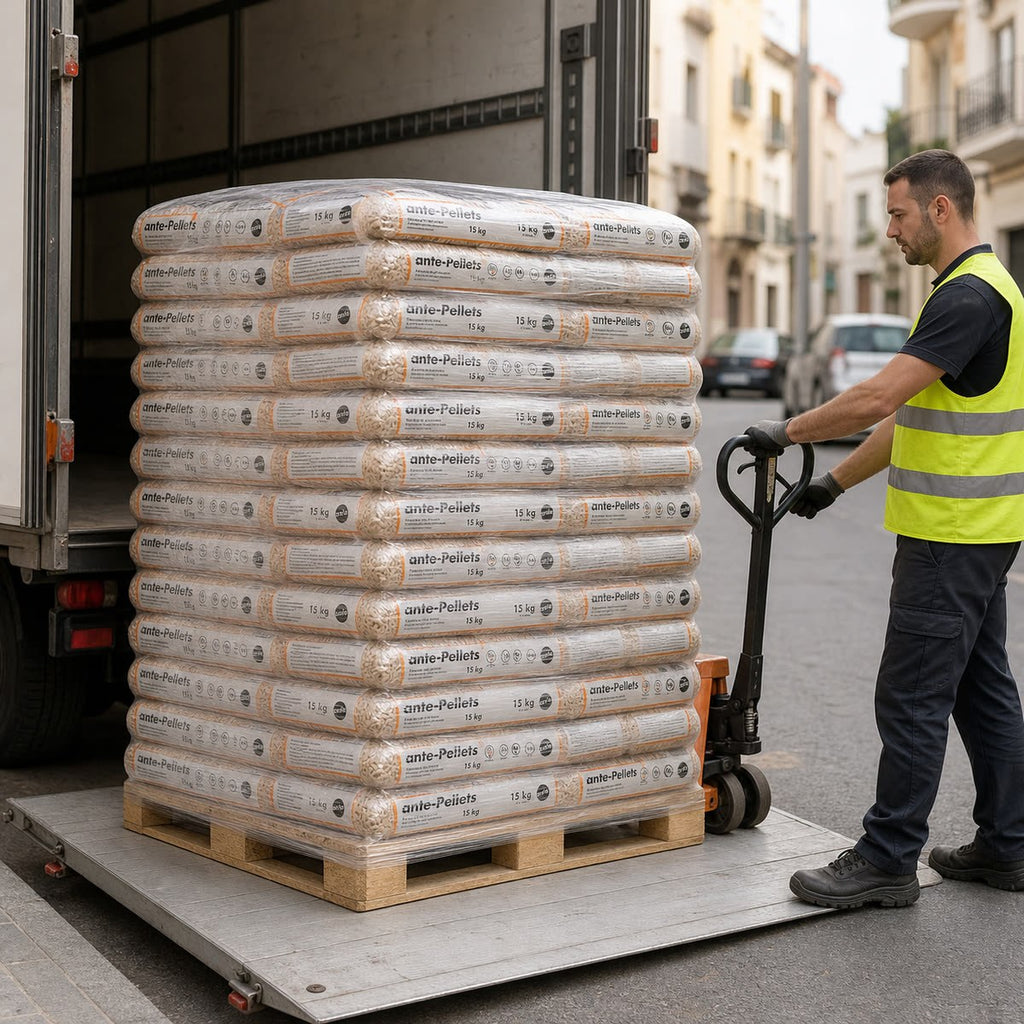 Entrega a pie de calle de un palet de pellets ante-Pellets