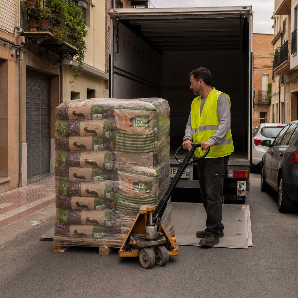 Entrega a pie de calle de un palet de pellets Naturpellet